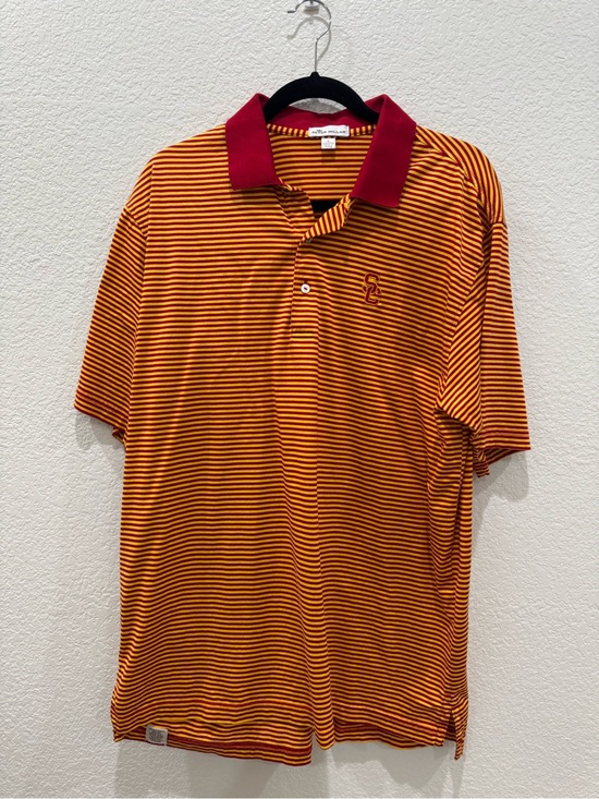 Peter Millar Other - Peter Millar USC Trojans Polo Shirt Striped Cotton Golf Red Gold Men Large